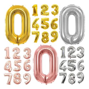 Imagem de Balão Número Metalizado Bexiga Festa Aniversário Tod Dourado
