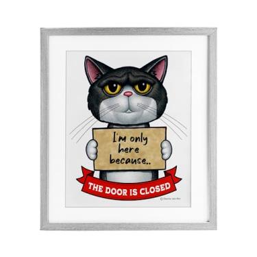 Imagem de Stupell Industries Here Because Door Is Closed Impressão emoldurada preta sob vidro, design de Danny Gordon Art, 21 x 17