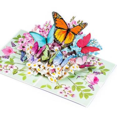 Imagem de FIAMR Cartão de felicitações pop-up 3D, artesanato em papel com detalhes de corte a laser escultura em papel oco borboleta floral em design de flor, cartões pop-up feitos à mão são adequados para