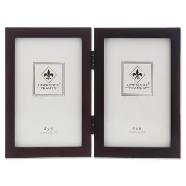 Imagem de Lawrence Frames 755946D Moldura dupla articulada de madeira expresso, 10 x 15 cm, nogueira escura