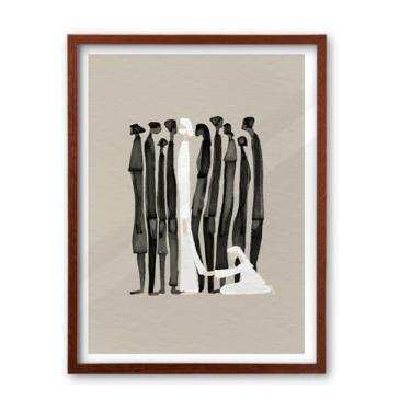 Imagem de iHery Arte de parede emoldurada de madeira de carvalho natural mulher toca Jesus nogueira, grande 40,6 x 50,8 cm, arte em tela bíblica cristã cura de Deus, esboço moderno, escritura, igrejas, quarto