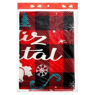 Imagem de Caminho de Mesa Natalino Xadrez Vermelho 1,8m x 33cm Decorativo