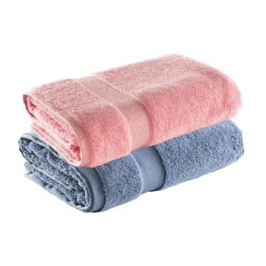 Imagem de Jogo de Toalhas Ele/Ela Super Soft Zero Twist Banhão 80x150cm 500g/m², 97% Algodão 3% Poliéster, Toque Macio, Alta Absorção e Design Sofisticado – Altihaus (Rosa/Azul)