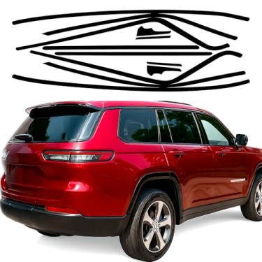 Imagem de MusTree Kit de vinil com exclusão lateral cromado adequado para Jeep Grand Cherokee L 2021, 2022, 2023, 2024, 2025, acessórios para janela com película blackout preta brilhante