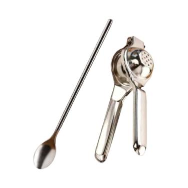 Imagem de Espremedor de Limão Inox Colher Bailarina Longa p/Sucos e Drinks Uso Doméstico ou Profissional(1 ESPREMEDOR + COLHER)