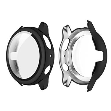 Imagem de Capa de Plating PC Duro com Protetor Tela Vidro Temperado HD Cobertura Total Protetora Fina Bumper Transparente Shell Substituição para Galaxy Watch Active 2 Ultra-fina Recortes Precisos 9H Ultra-tran