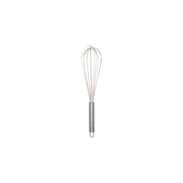 Imagem de Batedor Manual de Claras Fouet Profissional, Aço Inox com Cabo Branco em Polipropileno, 27,5cm x 5cm, para Uso Doméstico e Culinária