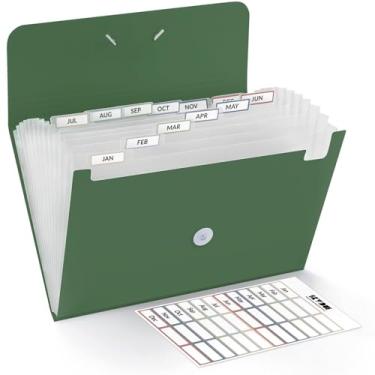 Imagem de SKYDUE Pasta de arquivo expansível com 13 bolsos, organizador de arquivos sanfonado serve para papel tamanho A4/carta, pasta sanfonada com etiquetas - organizador de recibos de documentos para