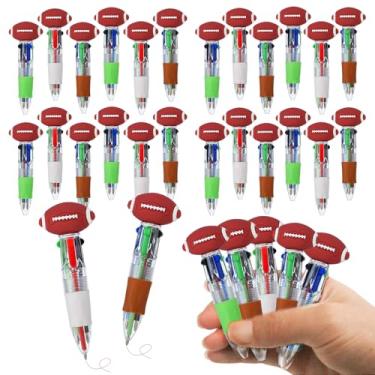 Imagem de emzrivo 24 peças de lembrancinhas de festa de futebol multicoloridas em uma caneta 4 em 1 fofa e divertida caneta esferográfica Kawaii em massa para sacolas esportivas (futebol)