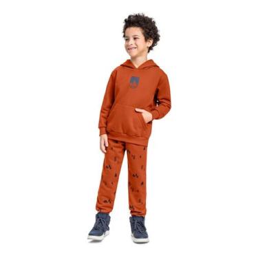 Imagem de Conjunto Infantil em Moletom com Blusão e Calça Bee Loop, Marrom, 8