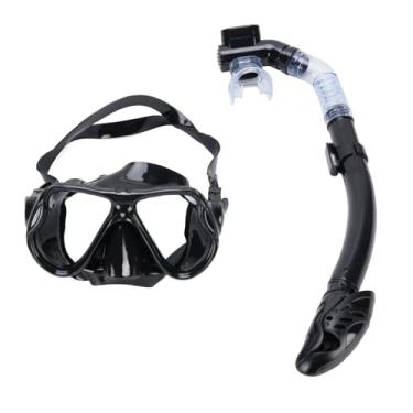 Imagem de Alomejor Conjunto de Snorkel Adulto, Máscara de Mergulho Com Engrenagem de Mergulho Com Mergulho Com Mergulho Adequado para Mergulho Oceano (BLACK)