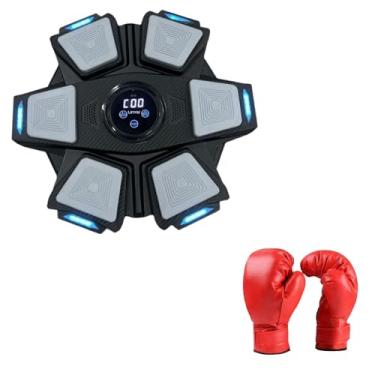 Imagem de rockible Máquina de boxe musical alvo de parede, treinamento de foco, alvo de treinamento de reação, alvo de parede de boxe eletrônico para exercícios de, Pretobrancoinfantilluvas
