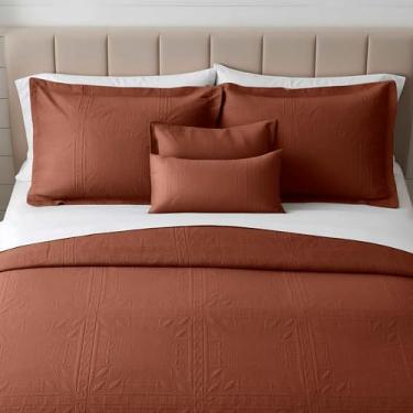 Imagem de Clara Clark Colchas Queen Size – Conjunto de colcha para todas as estações, conjunto de cama leve de trama Pinsonic – Conjunto de colcha Queen de 7 peças com fronhas, Mocha – Grade Queen