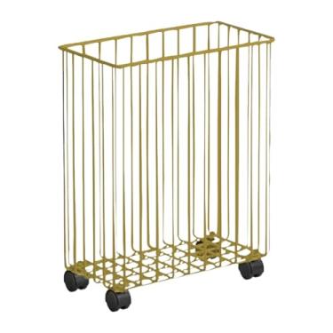 Imagem de Ioensy Cesto de roupa suja com rodas, cesto de roupas com rodinhas, cesto de armazenamento multifuncional para tapete de ioga, cesto de roupa suja para alça, Ouro