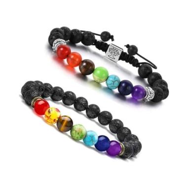 Imagem de Pulseiras de chacra para mulheres, pulseira de pedras curativas, pulseira de contas, ioga, equilíbrio, energia, óleo essencial, alívio da ansiedade, joias, presentes modernos, Medium, Latão, Sem Pedra