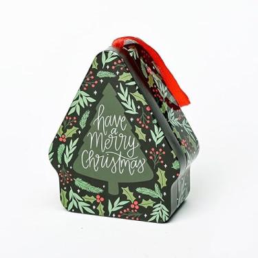 Imagem de Caixa de lata de Natal em forma de árvore, latas de metal com tampas, caixa de lata de Natal, recipientes de armazenamento de doces para dar de presente de festa de Natal - 1 pacote