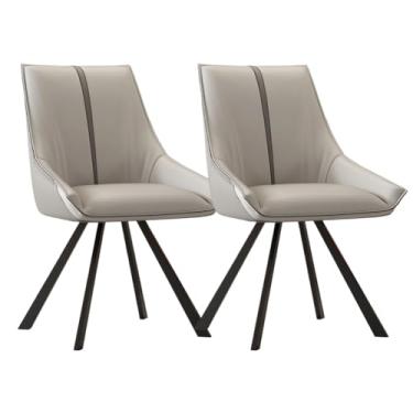 Imagem de SPXMQSS Cadeiras de mesa de jantar, cadeiras de jantar giratórias com apoios de braços e pernas de metal, cadeira estofada de sala de estar com encosto para sala de estar, recepção, restaurante, cinza
