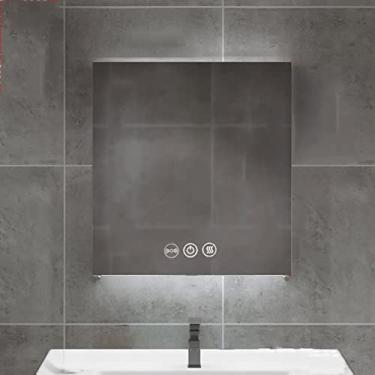 Imagem de Armários de banheiro com luzes, armários de espelho de banheiro SPXMQSS inteligente anti-neblina sensor humano de escurecimento contínuo com prateleiras espelho de LED armário montado na parede com