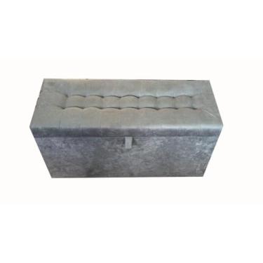 Imagem de Puff Baú Organizador 1 Metro com Assento Estofado - MDF 15mm, Suporta 180kg - Pronto para Uso(Cinza Suede,Rodizios c/travas)