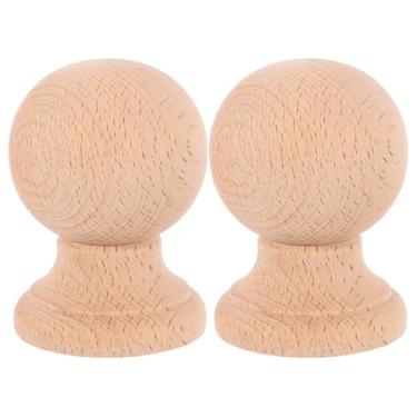 Imagem de Unomor 2 peças de tampas decorativas de madeira maciça para postes de cama, varões de cortina e artesanato de bricolage, acessórios de haste de cavilha de madeira inacabada para decoração de casa