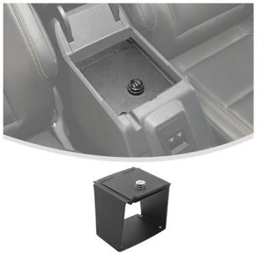 Imagem de Linskip SAFEArmazenamento seguro para console compatível com acessórios Ford Bronco 2021-2025, inserção de console de segurança, cofre de arma de console para acessórios interiores Bronco (preto)