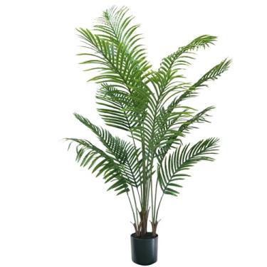 Imagem de Palmeira artificial de 1,5 m – árvore sintética quase natural para ambientes internos e externos, plantas artificiais altas resistentes a UV, planta falsa em pé, planta falsa grande para decoração de