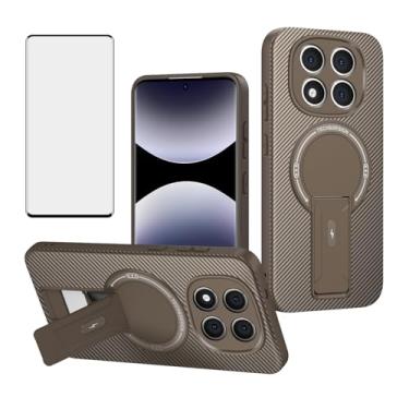 Imagem de Asuwish Capa de celular para Xiaomi Redmi Note 14 Pro 5G/Note14 Pro Plus/Poco X7 Capa magnética de fibra de carbono com protetor de tela de vidro temperado e suporte de célula protetora 14Pro 14Pro+