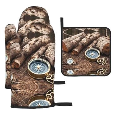 Imagem de Law of the Compass Navigation – Conjunto de cozinha essencial com 3 peças, luvas resistentes ao calor e aderência da tampa, proteção para churrasco no forno, design de armazenamento suspenso.