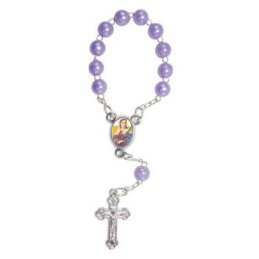 Imagem de 50 Mini Terço com Foto Santa Luzia - SJO Artigos Religiosos, Lilás