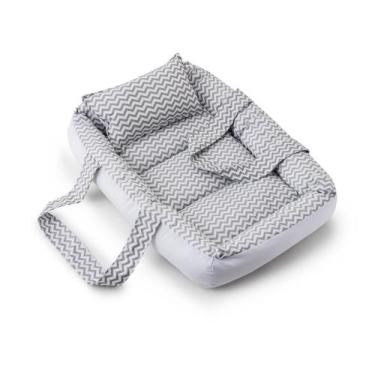 Imagem de Berço Portátil Ninho Redutor Bebê ZIG ZAG CINZA - CLICK TUDO