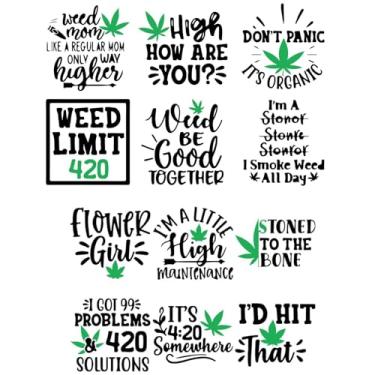 Imagem de XRTHGS Papel de transferência UV DTF, 12 peças, folhas verdes, estilo provérbios, papel de transferência UV DTF para 473 ml, óculos, mesas, cadeiras, computadores, envoltórios UV DTF de alta