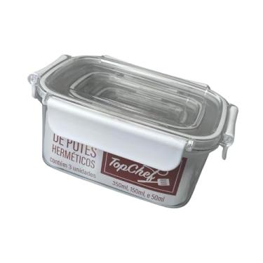 Imagem de Conjunto Premium com 3 Potes Herméticos Retangulares Vedação Forte e Antivazamento Ideais para Armazenar Alimentos, Organizar Geladeira, Freezer e Despensa, Práticos, Resistentes
