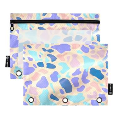 Imagem de Wassud Pacote com 2 pastas de fichário com design de leopardo colorido, pastas de bolso com 3 furos, organizador de fichários para casa, escritório