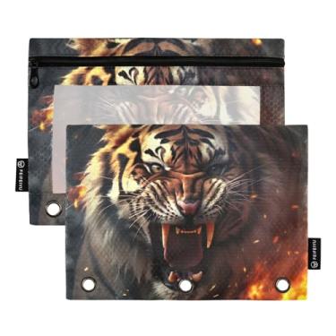 Imagem de Wassud Pacote com 2 pastas de fichário Roaring Tiger com 3 furos, pasta organizadora de arquivos para casa, escritório