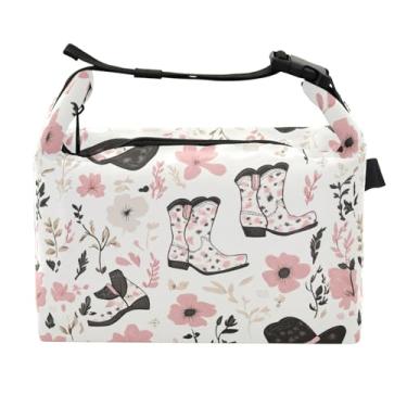Imagem de STAYTOP Lindas botas de cowboy estilo vaca lancheira com fivela de alça, lancheira isolada para meninos e meninas, lancheira térmica para trabalho escolar