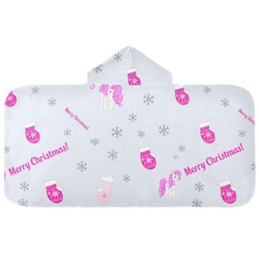 Imagem de Burbuja Toalha de banho com capuz de laço rosa para crianças, toalha de praia de pelúcia macia absorvente para chá de meninas e meninos 3-10 anos, 61 x 127 cm