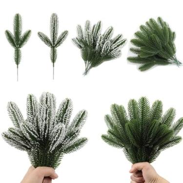 Imagem de Ramo de Pinheiro Artificial Borla Agulha Caule Planta Verde para Decoração Jardim Casamento Inverno 60 Ramos
