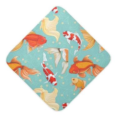 Imagem de Burbuja Goldfishes Toalha de banho para bebês – Toalha com capuz de musselina macia e absorvente para recém-nascidos, 89 x 89 cm