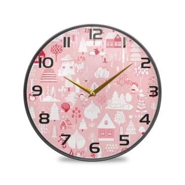 Imagem de YETTASBIN Relógio de parede acrílico com paisagens nevadas de inverno - Silencioso, sem tique-taque, operado por bateria, relógio redondo decorativo criativo para cozinha, sala de estar, banheiro