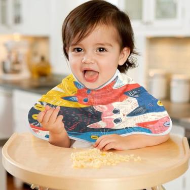 Imagem de CEBUGI Panos para Arrotar Musselina Bebê 56x28 cm Toalhas de Bebê Absorventes Macias Gatos Coloridos Algodão Arrotar Trapos para Bebês Meninos e Meninas Pacote com 2