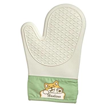 Imagem de KiBcsLic Luva de silicone para forno, proteção antiderrapante, e, ideal para grelhar, fazer churrasco, usar no micro-ondas e cozinhar, Cão Cinza