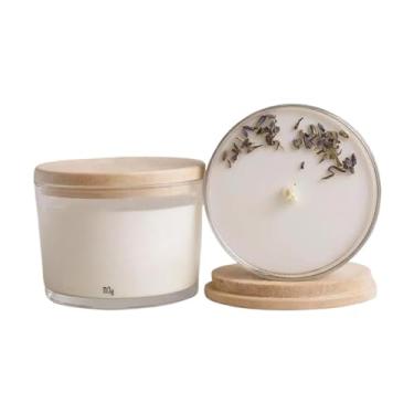 Imagem de Vela Aromática Artesanal Premium 110g com Especiarias e Tampa de Madeira – Aromaterapia & Decoração Classic(Campo Dourado)