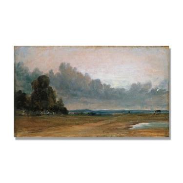 Imagem de NHLDZYH Impressão em tela estilo John Constable (paisagem 80), painel de tela de paisagem romântica, decoração de parede com tema de natureza para quarto ou escritório. 30 x 51 cm. Somente tela