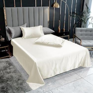 Imagem de Confecções Elba, Lençol Superior Solteiro Com Fronha Cetim Seda Alto Brilho Cor:Pérola