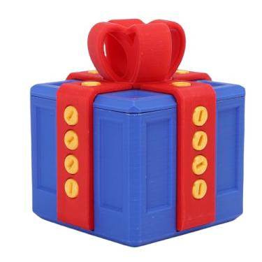Imagem de Dpofirs Caixa de Presente Irritante Com Compartimento Oculto |Mecanismo de Desbloqueio Exclusivo, Design Impresso Em 3D para Armazenamento de Joias e Pequenos Tesouros (Azul Vermelho)