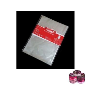Imagem de Kit Saco Transparente PP 30x44cm C/50 + Fita Cetim Rolo 22mm x 50 Metros