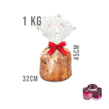 Imagem de Kit Saco Para Panetone 14x23cm 100g C/10 + Fita Cetim 22mm x 50 Metros