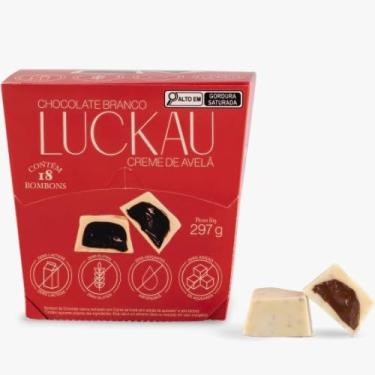 Imagem de DISPLAY BOMBOM BRANCO COM CREME DE AVELÃ ZERO AÇÚCAR - LUCKAU