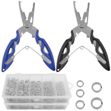 Imagem de SourceTon Kit de anel dividido resistente de 400 peças com 2 alicates - Conectores de isca de aço inoxidável de alta resistência (5 tamanhos: 5-9 mm, 13,6-43 kg) para equipamentos de pesca em água