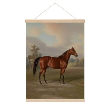 Imagem de Cabide de pôster de arte de parede de cavalo vintage, faixa de arte de parede de animais rústicos vintage, decoração de lona de cavalo antigo para sala de estar, quarto, banheiro, escritório, casa de